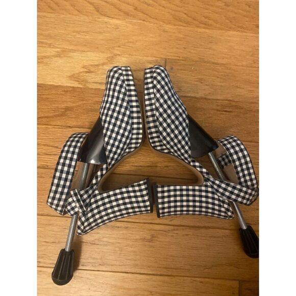 Zara Trafaluc Womens Gingham Black White Checkered Block Heel Ankle Strap sz 41 - Picture 6 of 8
